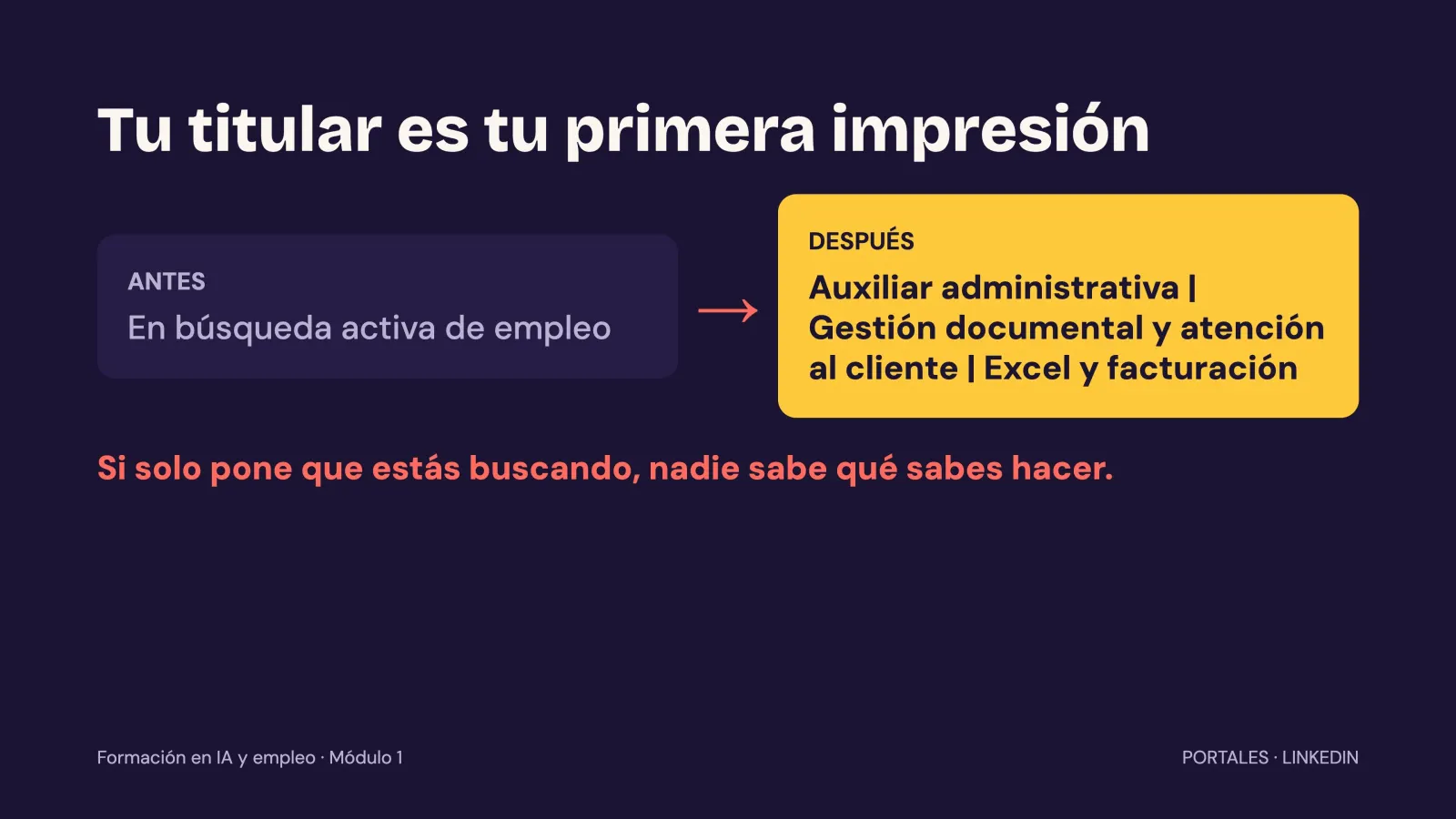 Aprenderás a construir tu perfil de LinkedIn completo, de arriba abajo y totalmente profesional.